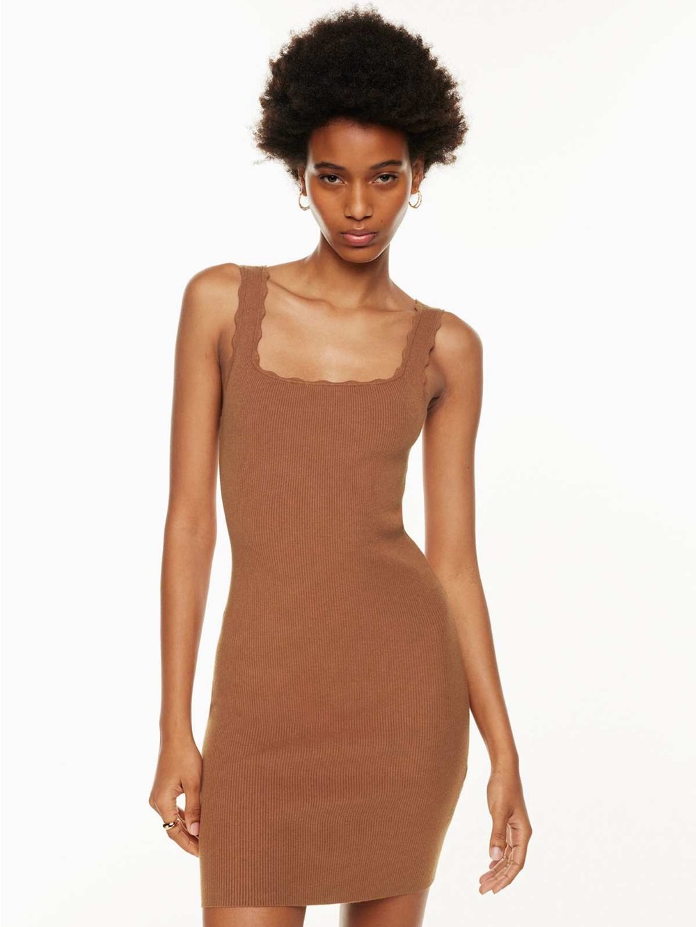Aritzia Rust Ribbed Mini Dress - Picture 2 of 6